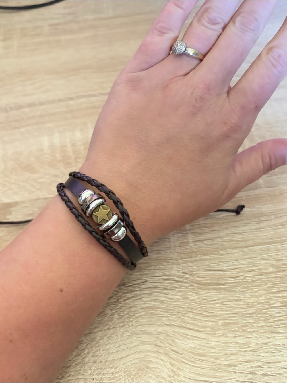 Unisex Brown Bracelet Tri Band Star Emblem Texas